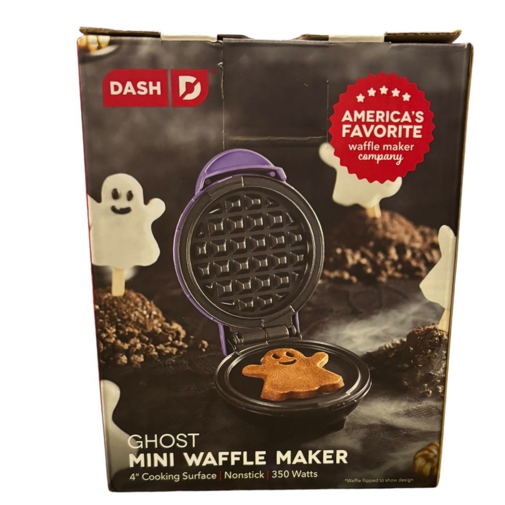 Dash Ghost Mini Waffle Maker, 4 Inch Nonstick,‎ Halloween Limited Edition NEW